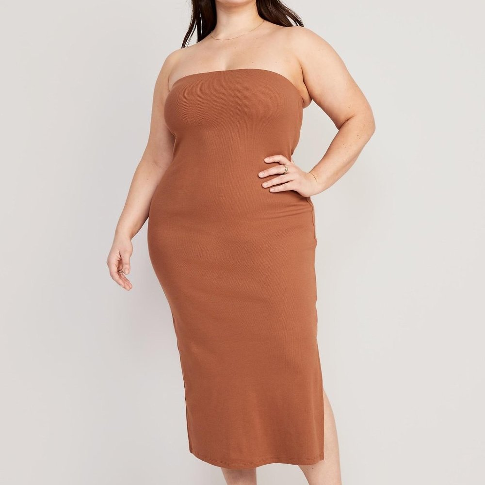 NWT Old Navy Fitted Rib-Knit Midi Tube Dress for Women - Picture 8 of 8